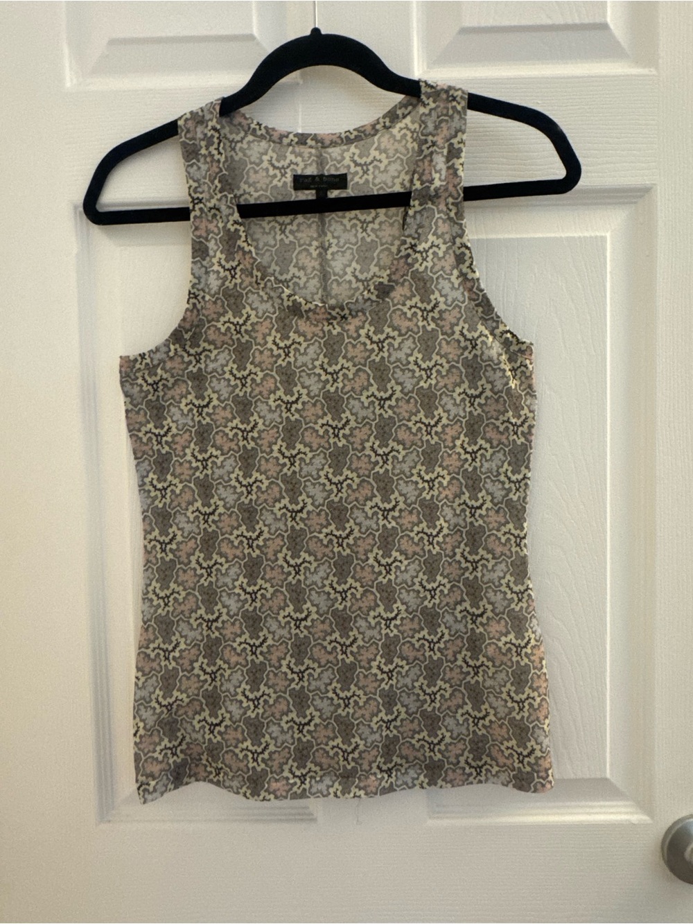rag & bone Neutral Floral Tile Tank Top in Beige and Gray